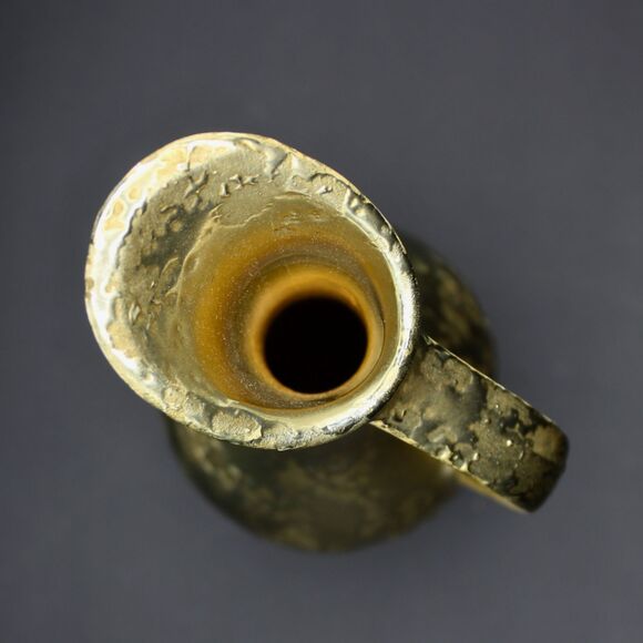 Vintage Weeping Gold Bud Vase Ceramic Ewer Pitcher Gold Drip Glaze MCM Decor - Picture 3 of 7